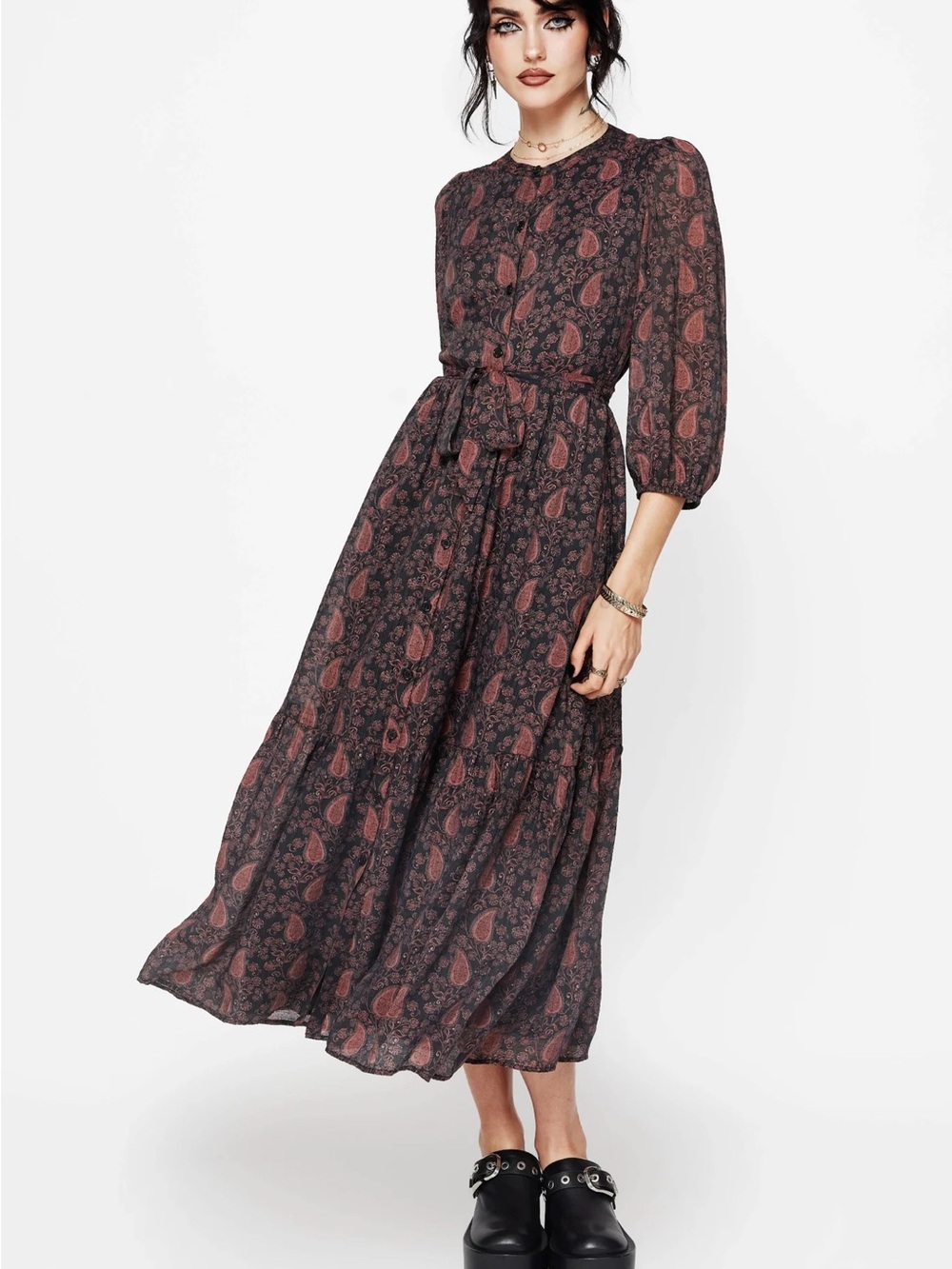 Disturbia Isola Paisley Shift Midaxi Dress